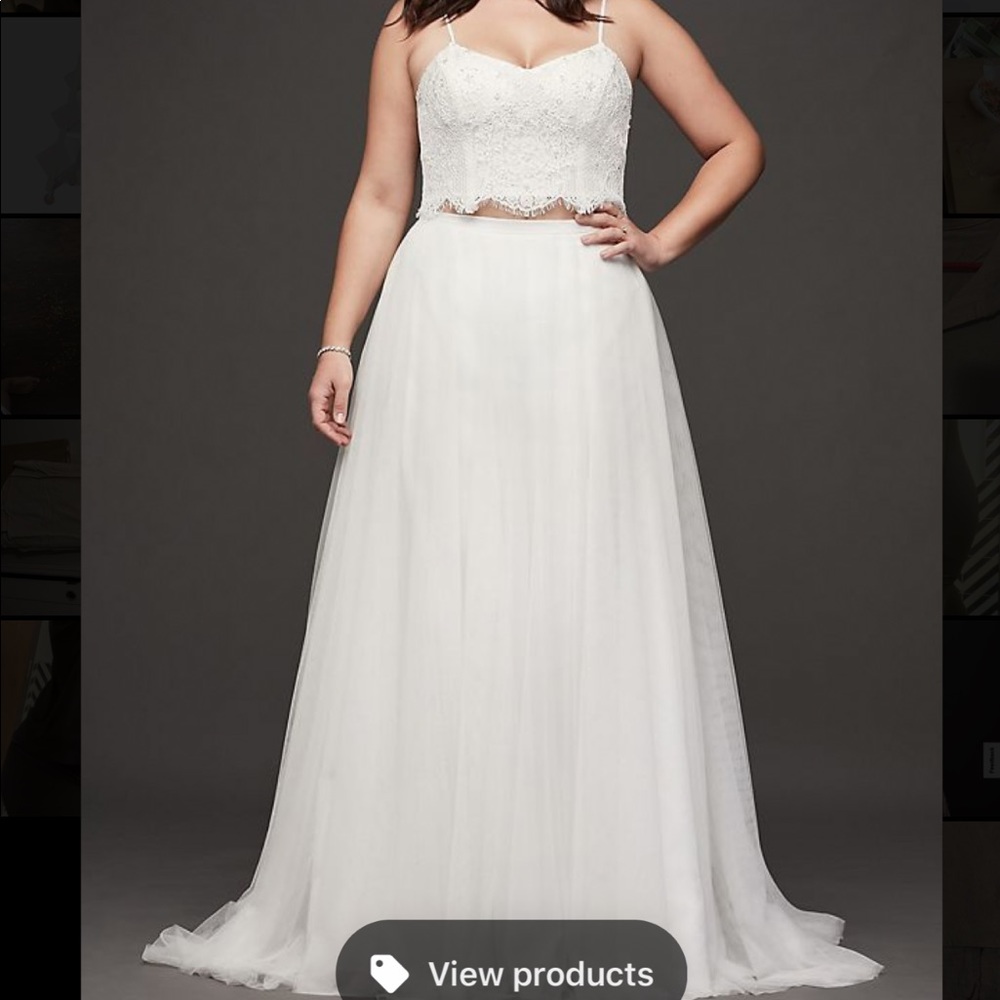 Lace & tulle two piece A line wedding dress